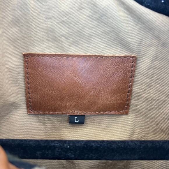 Vintage Men’s Leather Wool Navajo Jacket Western Southwestern Large - Picture 4 of 12